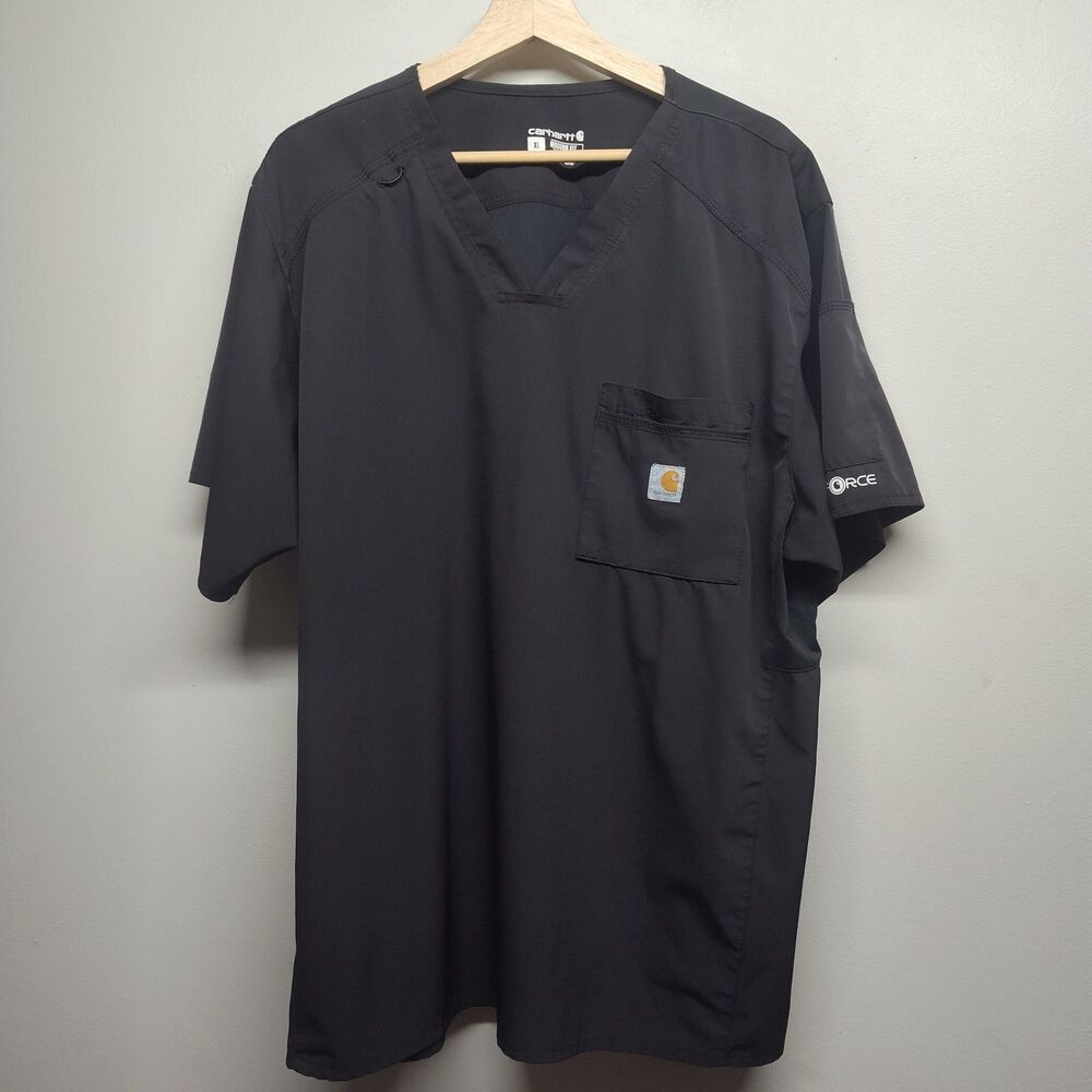 Carhartt Modern Fit Scrub Top Women Size XL Black Short Sleeve Medical Workwear